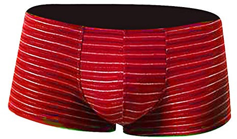 KONG JIMFAN Herren-Boxershorts String Bikini Herren Boxershorts Lang Männer String Keuschheitskäfig Herren Herren Slip Männergeschenk Hodenschutz Männer Badehose Transparent(Rot,L)