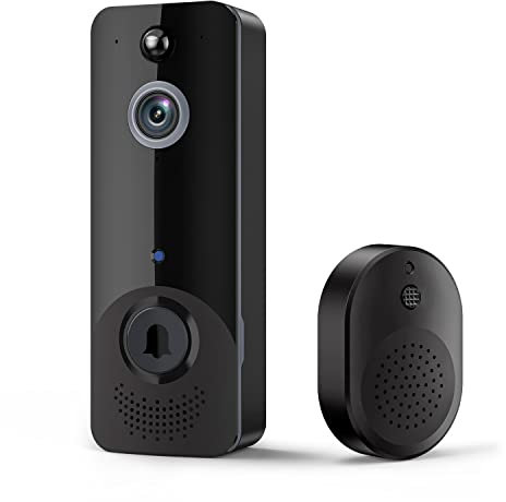 Lohoom Wireless Remote Video Doorbell, 2X2500mah Visual Home Intercom HD Night Vision Rechargeable Security Doorbell Smart Doorbell Intelligent Suitable for Houses, Apartments, Offices