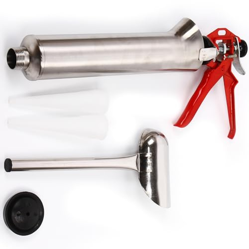 Grout Mortar Sprayer Caulk Point Grouting Gun Stainless Steel w/2 Nozzle Caulking Gun Grout Nozzle Scoop for Brick Paving Slabs Cement Tile