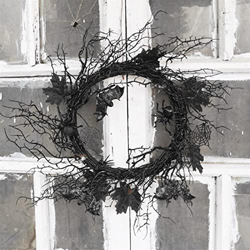 CIRCIR Weihnachtskranz Halloween Exquisiter Spinnenkranz Rustikale Breite Anwendung Kunststoff Schwarz Halloween Veranda Kranz Dekor Heimbedarf Zubehör Urlaub Dekoration