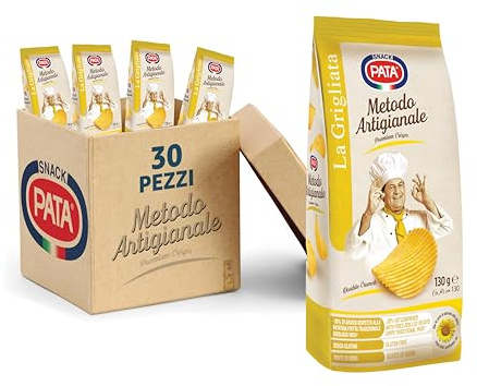 PATA | Patatine La Grigliata Metodo Artigianale, Senza Glutine, Con Olio di Semi di Girasole Alto Oleico, Fonte di Iodio, 10x130g