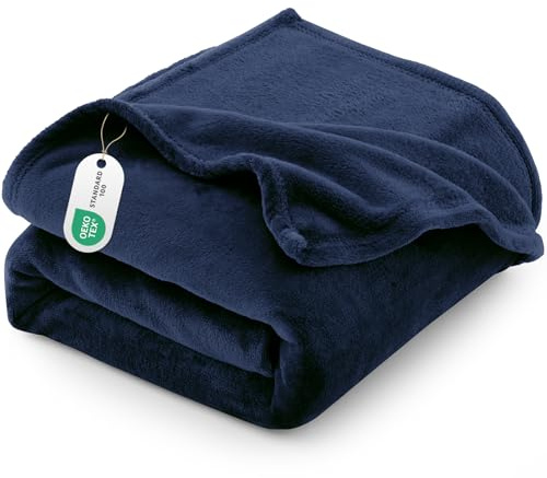 CozyLux Coperta Pile Plaid Divano 220x240, Plaid Matrimoniale in Flanella Premium, Coperta Morbida e Calda, Leggera e Traspirante per Letto Decorativa, Lavabile in Lavatrice, 220x240 cm, Blu Navy