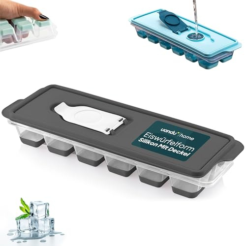 uandu Eiswürfelform Silikon | Eiswürfelbehälter mit Deckel | Eiswürfelbehälter Silikon | Eiswürfelformen & Eiswürfelschalen für - Ice Cube Tray zum einfachen Lösen BPA Frei Flexible Eiswürfel -Anthrzt