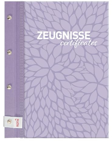 ROTH Zeugnismappe Pattern mit Buchschrauben - Lila Paradise - mit 12 A4 Klarsichthüllen, erweiterbar