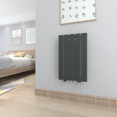 T&K Radiador de Agua Caliente 630x385 mm Antracita Plano Simple Diseño Horizontal Capa Montaje en Pared Radiador para Baño
