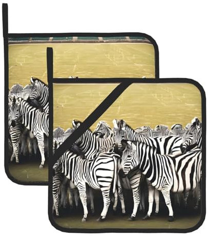Zebra Racetrack Printed Pot Holder Set of 2,Kitchen Essential Potholders Sets & Oven Mitts for Baking,Cooking,BBQ (8X 8 in)