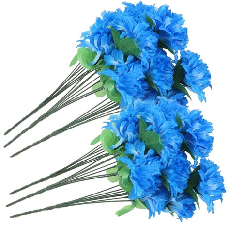 RORPOIR Bouquet Di 6 Mazzi Di Crisantemi Artificiali Per Cimitero, Fiori Finti Commemorativi Realistici Stelo Decorativo Per Lapide e Cerimonie Commemorative