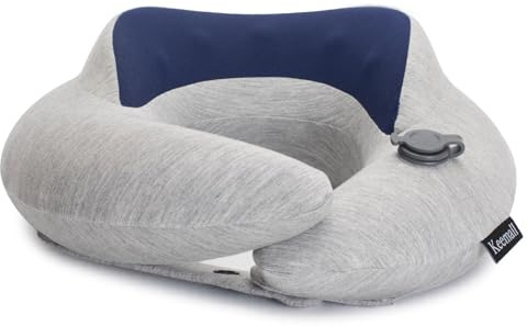Keemall Inflatable Travel Pillow, Upgraded Travel Neck Pillow for Airplane Neck Support Sleeping - 3rd Generation, Double Comfort Plane Pillow - Portable Travel Essentials
