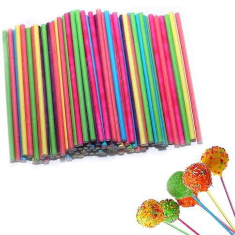 NONEOYNO 100 Pcs Cake Pop Sticks,Cake Pop Kit Tools, Topper Sticks, Paper Rods,Lollipop, for Making Lollipops,Candies,Chocolates,Cookies and Dessert