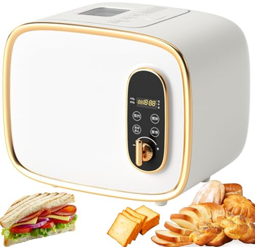 Brödmaskin, 600 g brödmaskin med automatisk degknådning, 15 timmars reservation, 1 timme hålla varm, non-stick beläggning, delad design, helautomatisk bakning, brödbakare för glutenfri, deg
