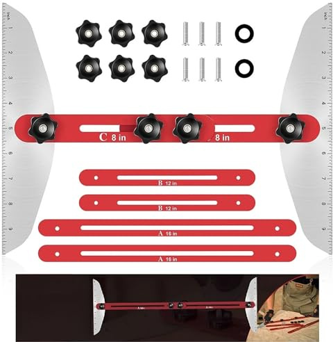 CXAFQ Edelstahl-Treppenlineal In Roter Farbe, Nettogewicht 1,5kg, Größe 500mm, Streichmaß, Anreißwerkzeug, Faltbares Design Für Präzise Messungen, Geeignet Für Schreinerei, Heimdekoration, Bau