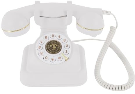 RjcdOPL Telephone Fixe Vintage, Style Rétro, Volume Réglable, Fonction Rappel, Décoration pour Bureau et Domicile, Blanc