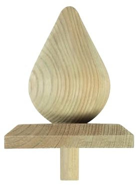 h2i Pfostenkappe Birne| Holz imprägniert | 130 x 130 mm | 1 Stück | Eckige Abdeckkappe für Garten Holzpfosten Pfostenträger & Zaunpfosten Pyramide & Birne | Wetterschutz für Holz-Balken & Pfosten