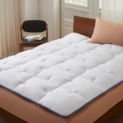 CASABEL Topper de colchón Envolvente de Gran Confort y suavidad, 150x200cm | Relleno mullido, suavidad duradera, sujeción óptima, confort diario, acolchado diamante, lavable a máquina, 2 plazas