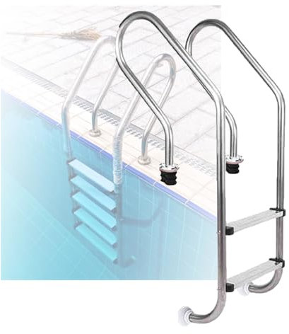 GCGC Poolleiter, Robuste 2/3-Stufen-Pooltreppe for EIN- Und Aussteigen, Einfaches Klettern, Schwimmbadtreppe Mit Gebogenen Handläufen for Fischteiche(2-Steps1.2mm)
