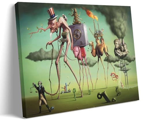 YYUEQIL Salvador Dali Wandkunstdrucke, Gemälde, Poster (Der amerikanische Traum), berühmte Leinwand-Kunstdrucke, Foto, Bild, Gemälde, Raumdekoration, Heimdekoration, dekorativer Rahmen, 20 x 30 cm