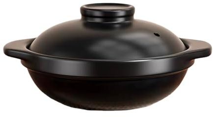 Cazuela De Cerámica Cacerola con Tapa Olla De Sopa Cacerolas Sopa De Cocina Ollas De Barro for Cocinar Arcilla Largo Olla Hervir A Lento Bote De Stock Negro(1.3L 24CM)