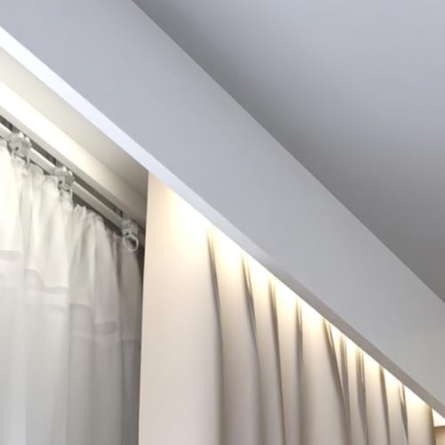 Caja De Cortina con Rieles Dobles,Caja De Cortina Opaca,Servicio Pesado Caja De Cenefa,InstalacióN RáPida Y Sencilla,para Hall De Estar,Dormitorio,BañO,RV,Hotel