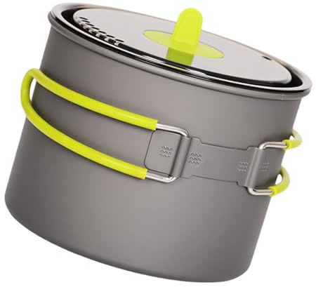 Geavonyg Pentole per Cuocere da Campeggio con Coperchio E Maniglia Pieghevole Utensili Cottura Antiaderente per Pentole Facili Pulire in Lega in Metallo con Coperchio E Maniglia Pieghevole