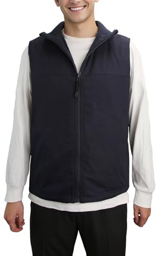 Brezento Fleeceväst herr vändbar fleeceväst med fickor ärmlös jacka herr fleece fodrad väst för vår/höst/vinter, Mörkblå, 3XL