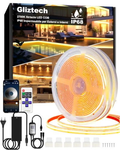 30M Tira LED COB Impermeable IP68, Autoadhesiva Tira LED para Exteriores | 24V BT APP y Control Remoto para Aleros, Jardines, Piscinas, Terrazas, Cocinas