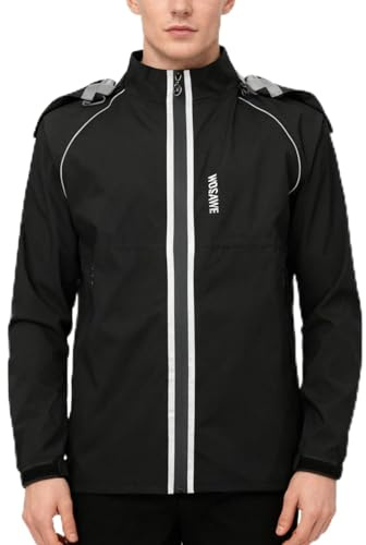 WOSAWE Veste Imperméable pour Homme et Femme, Coupe-vent Réfléchissante Manteau de Pluie avec Capuche pour Moto, Vélo Randonnée, Camping, Pêche