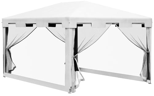 Outsunny Tonnelle de Jardin 3 x 4 m Parois en Maille 2 Portes Blanc