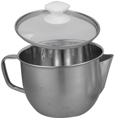 MAGICLULU Pentola per Zuppa in Acciaio Inox Filtro Olio, Contenitore per Grasso Resistente Alte Temperature, Brocca Beccuccio Antigoccia e Manico Ergonomico per Uso Cucina Stile Casuale