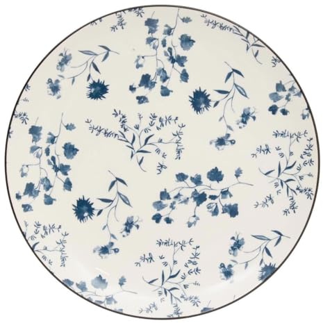 Secret de Gourmet - Lot de 6 Assiettes Plates Umami Fleur 26cm Bleu