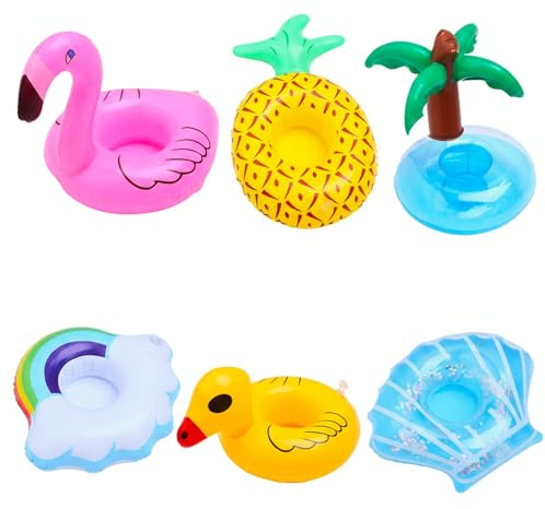 Getränkehalter Pool, 6 Stück Aufblasbarer Getränkehalter, Schwimmender Getränkehalter für Erwachsene, Ideal für Sommerfeste und Strandpartys Hawaii Party