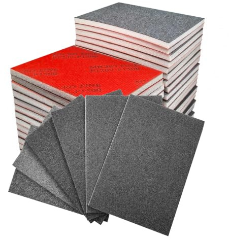 LFBEST 32 Pièces Éponges à Poncer Grain 80-4000 | Papier Abrasif Sec et Humide, Flexibles Papier de verre pour bois, métal, peinture, meubles, carrosserie, polissage