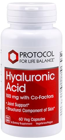 PROTOCOL FOR LIFE BALANCE Hyaluronic Acid - 100mg Hyaluronic Acid - Skin & Joint Support - Eye Support Supplement - Non-GMO & Kosher - 60 Veg Caps