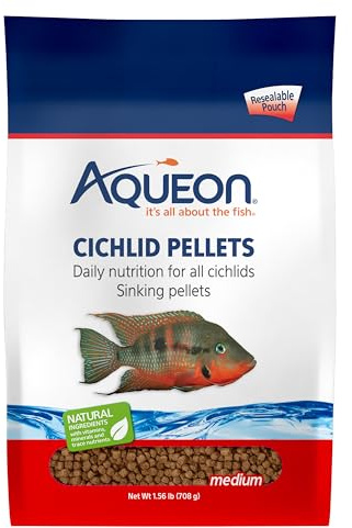 Aqueon Cichlid Slow Sinking Fish Food Pellets, Medium Size, 25 Ounce