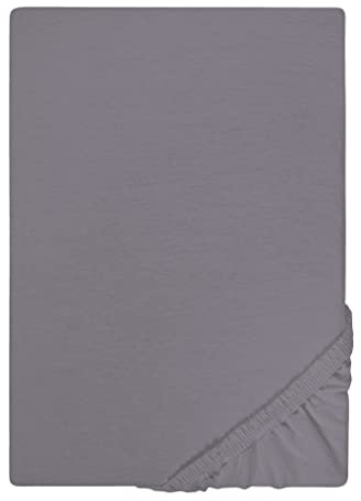 biberna Jersey Spannbettlaken 140x200-160x200 cm grau | 100% Baumwolle Spannbetttuch für französische Betten | Atmungsaktiv, Bügelfrei & mit Rundumgummizug | Oeko-TEX Zertifiziert | Modell 0077155