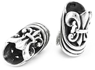 Windalf Große Mittelalter Haar & Bartperle FLORENZA Ø 17 mm Fleur de Lis Silberperle Haarschmuck 925 Sterlingsilber