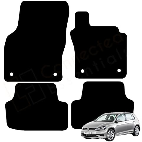 Car Mats for Volkswagen VW Golf MK7 2013-2019 & MK8 2020-2024, Tailored Set of 4 Floor Mats, Custom Fit Black with 4 Safety Clips