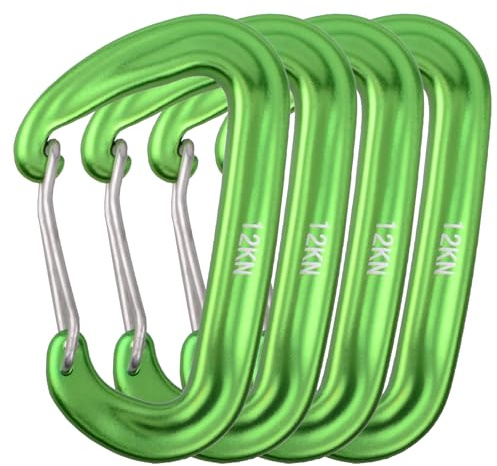 TRIWONDER Mosquetones 12KN Aleación de Aluminio Enganche Llaves para Camping Montaña al Aire Libre (Verde - 4 pcs)
