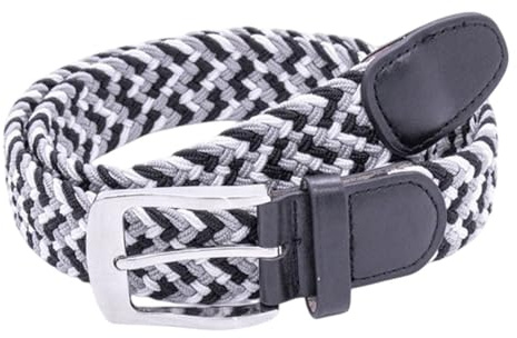 Duke Herren Stretch-Gürtel, geflochten (7XL) (Grau/Weiß/Schwarz)