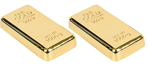 ZAHEPA Pack of 2 Fake Gold Bar Paperweights for Office Desk – Luxury Gift for Men & Women, Stylish Birthday & Anniversary Present, Elegant Jewelry Shop Decor (3.15 x 1.57 x 0.39)