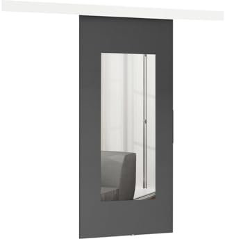 Mirjan24 Système de porte coulissante Multi VII avec fermeture automatique, kit complet pour portes coulissantes, cloisons intérieures (graphite/miroir, modèle 80)