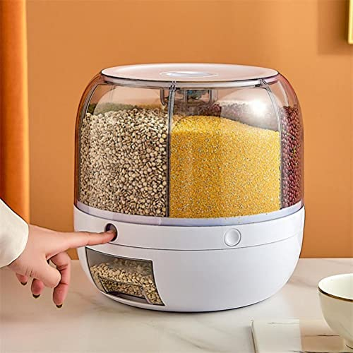 Rotating Cereal Dispenser - Kitchen Rice Dispenser with 6 Compartments | Multifunctional Storage Box | Grain Dispenser for Muesli, Cornflakes and Cereals