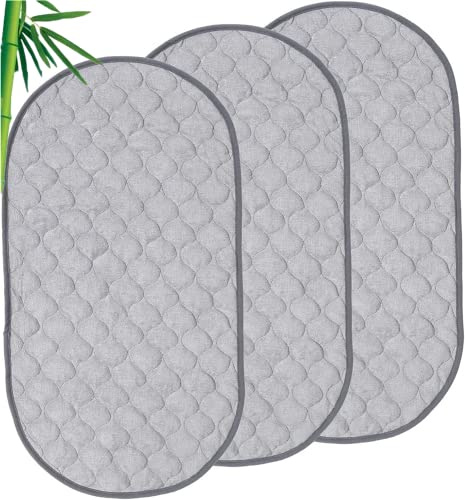 Nicoone Wasserdichte Wickelunterlage, gesteppt, Bambus-Frottee-Oberfläche, waschbar, wiederverwendbar, für Zuhause, Outdoor, Reisen, 3 Stück