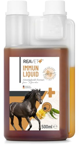 ReaVET Immun Liquid für Pferde 500ml - 100% naturbelassenen Kräutermischung, Immunsaft Pferd zur Unterstützung des Immunsystems, Stärkung der Abwehrkräfte