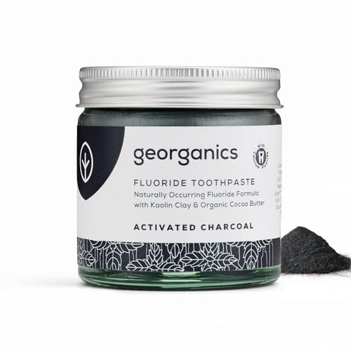 Georganics Natural Fluoride Toothpaste - Activated Charcoal Flavoured - Remineralise Teeth Naturally and Active Protection Against Tooth Decay - Certified Cosmos Organic, Vegan & Cruelty-Free - 60ml