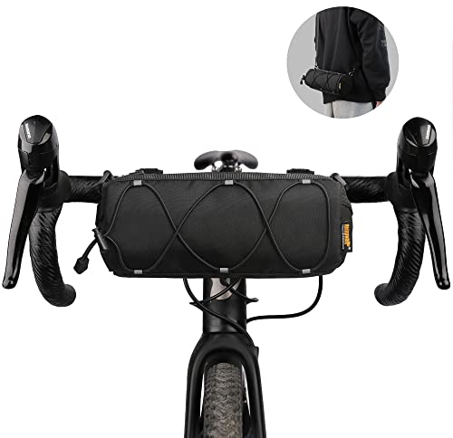 Rhinowalk Fahrrad Lenkertasche Vordertasche Fahrradtasche Aufbewahrungstasche mit Schultergurt für Rennrad Mountainbike Radfahren Reisen (Schwarz)
