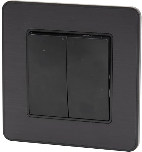 Zenitech Interrupteur Complet va et Vient Double 10A - métal Noir brossé - Kouro