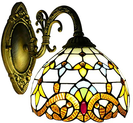 GMSLuu Nachttischlampe Buntglas Gang Bar Korridor Balkon Nachttisch Wandleuchte verglast Treppenhaus Lampe Wandleuchte Beleuchtung