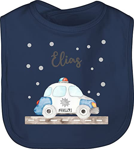 Geschenk mit Namen personalisiert by Shirtracer - Baby Lätzchen - Polizei Blaulicht Bundespolizei Polizeiauto Polizist