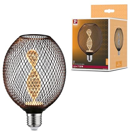 Paulmann 29086 Metallic Glow Edition Standard 230V LED Globe E27 Helix 3,5W 110lm 110mm Schwarz Metall 1800K