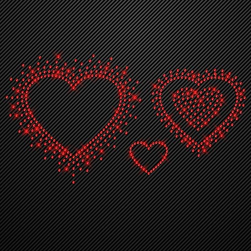 Glitzerdeals Bügelbilder aus Strass Herzen 3er Set rot Aufbügler für Textilien Karneval Kostüm Herz Strassmotiv hearts Aufbügler Glitzer Love Set